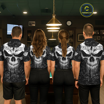 Personalized Skull 8 Ball Billiard Shirt For Women Custom Pool Team Jersey Polo & 1/4 Zip |White TDM6362