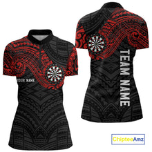 Load image into Gallery viewer, Personalized Black And Red Tribal Darts Shirt For Women Custom Darts Jersey Team Polo &amp; 1/4 Zip TDM4824