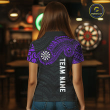 Load image into Gallery viewer, Personalized Black And Purple Tribal Darts Shirt For Women Custom Darts Jersey Team Polo &amp; 1/4 Zip TDM4825