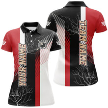 Load image into Gallery viewer, Personalized Black Red Billiard Polo &amp; Quarter Zip For Women Custom 8 Ball Pool Billiard Team Jerseys TDM3268