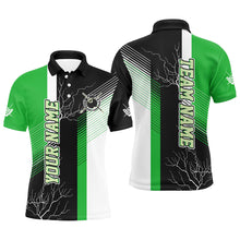 Load image into Gallery viewer, Personalized Black Green Billiard Polo, Quarter Zip For Men Custom 8 Ball Pool Billiard Team Jersey TDM3269