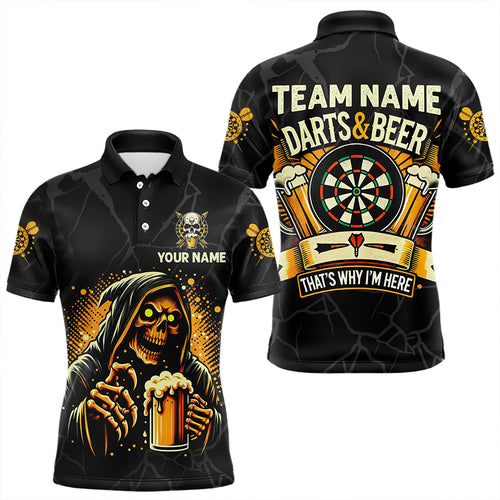 Darts And Beer That's Why I'm Here Custom Death Skeleton Men Darts Shirts, Drinking Dart Jerseys TDM3461