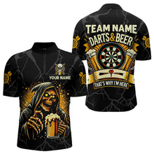 Load image into Gallery viewer, Darts And Beer That&#39;s Why I&#39;m Here Custom Death Skeleton Men Darts Shirts, Drinking Dart Jerseys TDM3461