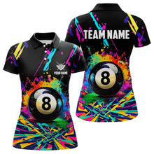 Load image into Gallery viewer, Personalized Colorful 8 Ball Pool Billiard Shirts For Women, Funny Billiard Shirts Pool Team Jerseys TDM3771