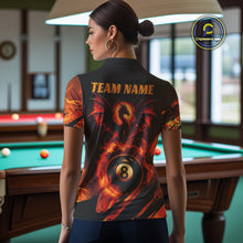 Load image into Gallery viewer, Personalized Orange Flame Dragon 8 Ball Billiard Shirt For Women, Pool Team Jersey Polo &amp; 1/4 Zip TDM4399