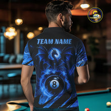 Load image into Gallery viewer, Personalized Blue Fire Flame Dragon 8 Ball Billiard Shirt For Men, Pool Team Jersey Polo &amp; 1/4 Zip TDM4400