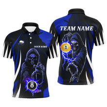 Load image into Gallery viewer, Funny Blue Death Skeleton 8 Ball &amp; 9 Ball Billiard Shirts For Men Custom League Billiard Jerseys TDM2284