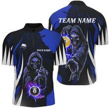 Load image into Gallery viewer, Funny Blue Death Skeleton 8 Ball &amp; 9 Ball Billiard Shirts For Men Custom League Billiard Jerseys TDM2284
