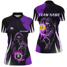 Load image into Gallery viewer, Funny Purple Death Skeleton 8 Ball &amp; 9 Ball Billiard Shirts For Women Custom League Billiard Jerseys TDM2285