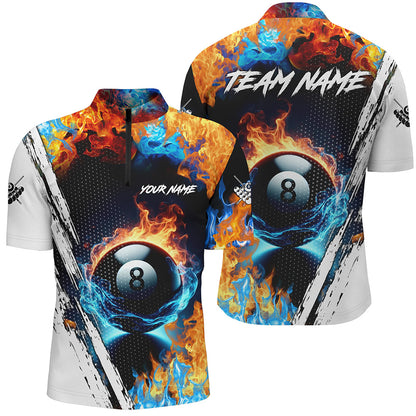8 Ball Pool Water Fire Custom 3D All Over Print Billiard Shirts For Men, Billiard Team Jerseys TDM2286