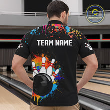 Load image into Gallery viewer, Personalized Colorful Paint Splash Bowling Shirt For Men, Funny Bowling Team Jersey Polo, 1/4 Zip TDM4637