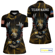 Load image into Gallery viewer, Personalized Crown American Flag Eagle 8, 9 &amp; 10 Ball Pool Shirt For Women, Billiard Team Jersey TDM5044
