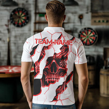 Load image into Gallery viewer, Personalized Skull White Red Grunge Darts Polo &amp; Quarter-Zip For Men Custom Dart Team Jerseys TDM3467