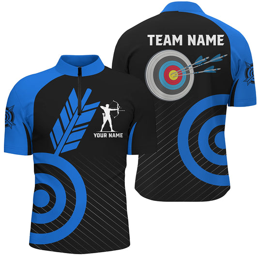 Blue Archery Jerseys For Men Custom Archery Quarter-Zip Shirts Team League Archery Shirts TDM1493