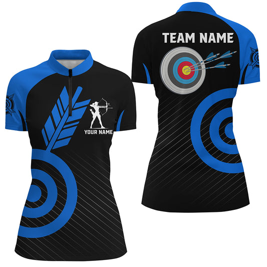 Blue Archery Jerseys For Women Custom Archery Quarter-Zip Shirts Team League Archery Shirts TDM1493