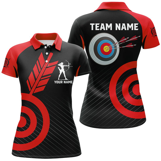 Personalized Red Archery Jerseys For Women Custom Archery Polo Shirts Team League Archery Shirts TDM1494