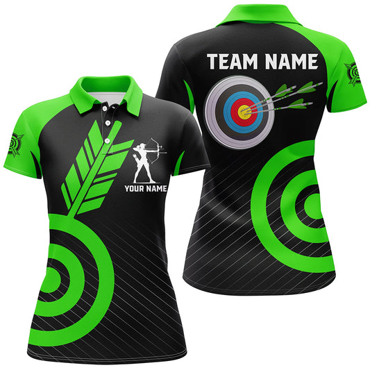 Personalized Green Archery Jerseys For Women Custom Archery Polo Shirts Team League Archery Shirts TDM1495