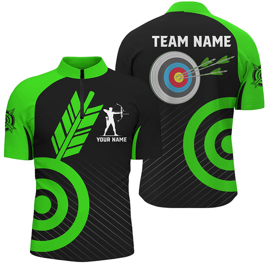 Green Archery Jerseys For Men Custom Archery Quarter-Zip Shirt Team League Archery Shirts TDM1495