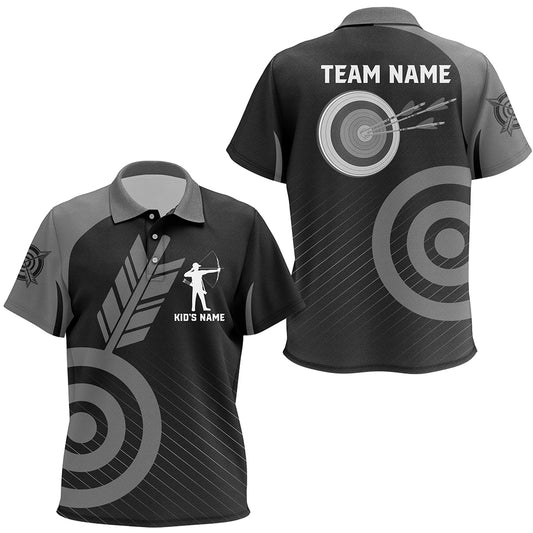 Personalized Grey Archery Jerseys For Kid Custom Archery Polo Shirts Team League Archery Shirts TDM1496