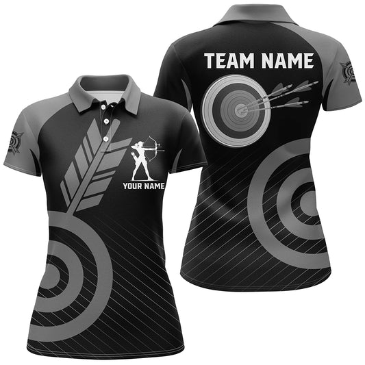 Personalized Grey Archery Jerseys For Women Custom Archery Polo Shirts Team League Archery Shirts TDM1496