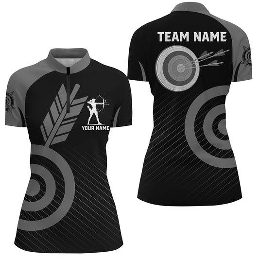 Grey Archery Jerseys For Women Custom Archery Quarter-Zip Shirts Team League Archery Shirts TDM1496