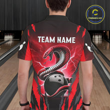 Load image into Gallery viewer, Personalized Thunder Lightning Cobra Snake Bowling Shirts For Men, Red Bowling Team Jersey TDM4644