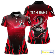 Load image into Gallery viewer, Personalized Thunder Lightning Cobra Snake Bowling Shirts For Women, Red Bowling Team Jersey TDM4644