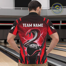 Load image into Gallery viewer, Personalized Thunder Lightning Cobra Snake Bowling Shirts For Men, Red Bowling Team Jersey TDM4644