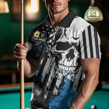 Load image into Gallery viewer, Personalized 8 &amp; 9 Ball Pool Skull Billiard Shirt For Men Custom Grunge Billiard Team Jersey |Blue TDM4649