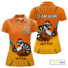 Load image into Gallery viewer, Orange Funny Turkey Darts Shirt For Women Custom Thanksgiving Shirt For Darts Player, Darts Gifts TDM4837