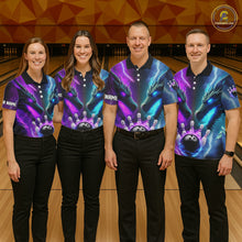 Load image into Gallery viewer, Custom Blue Purple Fire Dragon Bowling Jersey For Women Custom Lightning Bowling Shirt Polo, 1/4 Zip TDM6150
