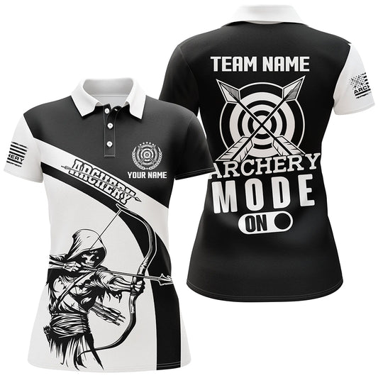 Personalized Funny  Archery Player Women Polo Shirts Custom Black White Archery Jerseys TDM1497