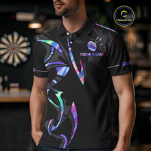 Load image into Gallery viewer, Black And Holographic Dartboard Crown Dart Shirts For Men – Custom Team Polo &amp; Quarter Zip Jersey TDM4062