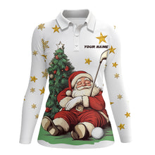 Load image into Gallery viewer, Funny Santa Lying Beside Pine Tree Xmas Women Golf Polo Shirts Custom Christmas Golf Top Golf Gifts TDM3057