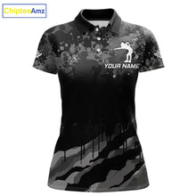 Load image into Gallery viewer, Personalized Grunge Camo Billiard Shirts For Women, Funny 8 Ball Pool Team Jersey Polo &amp; 1/4 Zip TDM6155