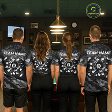 Load image into Gallery viewer, Personalized Grunge Camo Billiard Shirts For Women, Funny 8 Ball Pool Team Jersey Polo &amp; 1/4 Zip TDM6155