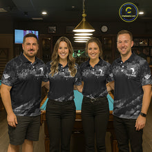 Load image into Gallery viewer, Personalized Grunge Camo Billiard Shirts For Women, Funny 8 Ball Pool Team Jersey Polo &amp; 1/4 Zip TDM6155