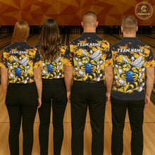 Load image into Gallery viewer, Funny Bee Custom Grunge Yellow Black Bowling Shirt For Women, Bowling Team Jersey Polo &amp; 1/4 Zip TDM6162
