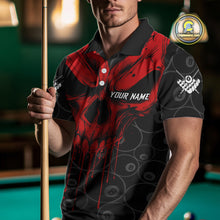 Load image into Gallery viewer, Personalized Skull 8 Ball Billiard Shirt For Men Custom Pool Team Jersey Polo &amp; 1/4 Zip |Red TDM5069