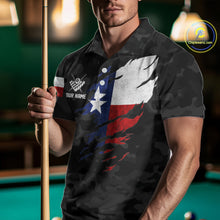 Load image into Gallery viewer, Personalized Texas &amp; American Flag Camo Billiard Shirt For Men Custom Patriotic Pool Team Jersey TDM5543