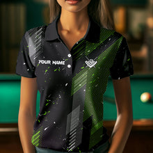 Load image into Gallery viewer, Grunge Black &amp; Green 8 Ball Pool Lights Women's Billiard Shirts Custom Billiard Jersey Polo &amp; 1/4 Zip TDM3781