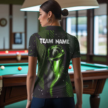Load image into Gallery viewer, Grunge Black &amp; Green 8 Ball Pool Lights Women's Billiard Shirts Custom Billiard Jersey Polo &amp; 1/4 Zip TDM3781