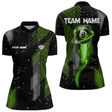 Load image into Gallery viewer, Grunge Black &amp; Green 8 Ball Pool Lights Women's Billiard Shirts Custom Billiard Jersey Polo &amp; 1/4 Zip TDM3781