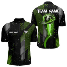 Load image into Gallery viewer, Grunge Black &amp; Green 8 Ball Pool Lights Men's Billiard Shirts Custom Billiard Jersey Polo &amp; 1/4 Zip TDM3781