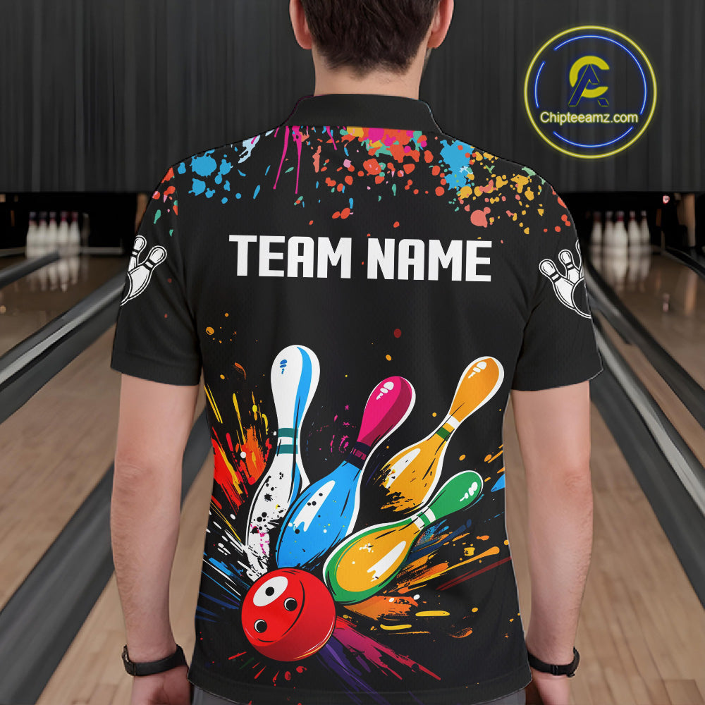 Funny Colorful Bowling Shirts For Men Custom Bowling Team Jersey Polo & 1/4 Zip, Bowling Gifts TDM6590