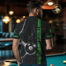 Load image into Gallery viewer, Personalized Green 8 Ball Thunder Lightning Billiard Shirt For Men Custom Pool Team League Jersey TDM4428