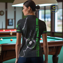 Load image into Gallery viewer, Personalized Green 8 Ball Thunder Lightning Billiard Shirt For Women Custom Pool Team League Jersey TDM4428