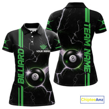 Load image into Gallery viewer, Personalized Green 8 Ball Thunder Lightning Billiard Shirt For Women Custom Pool Team League Jersey TDM4428