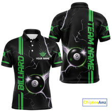 Load image into Gallery viewer, Personalized Green 8 Ball Thunder Lightning Billiard Shirt For Men Custom Pool Team League Jersey TDM4428