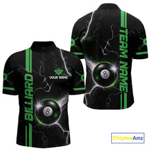 Load image into Gallery viewer, Personalized Green 8 Ball Thunder Lightning Billiard Shirt For Men Custom Pool Team League Jersey TDM4428